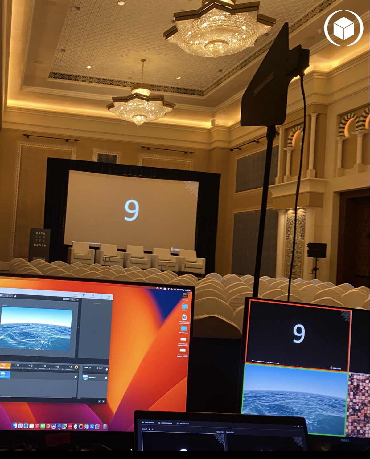 Conference production control point at a large industry summit